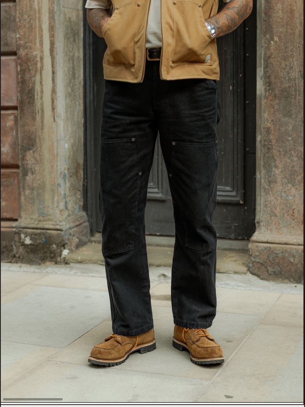 P&Co Black Cotton Canvas Double-Front Workwear Carpenter Pants W30 L30 - Picture 2 of 16